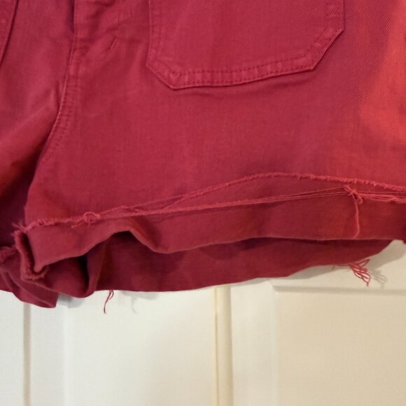 Madewell Size 28 Red Shorts Denim Stretch Distressed - Picture 6 of 7